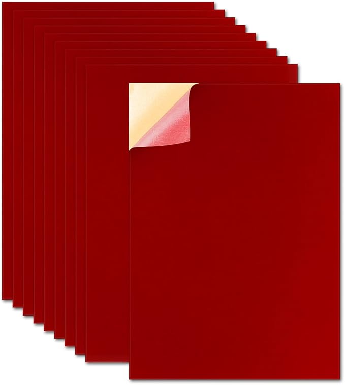 10 PCS Self Adhesive Felt Sheets, 8.3" x 11.8" Velvet Flock Backing Paper Liner
