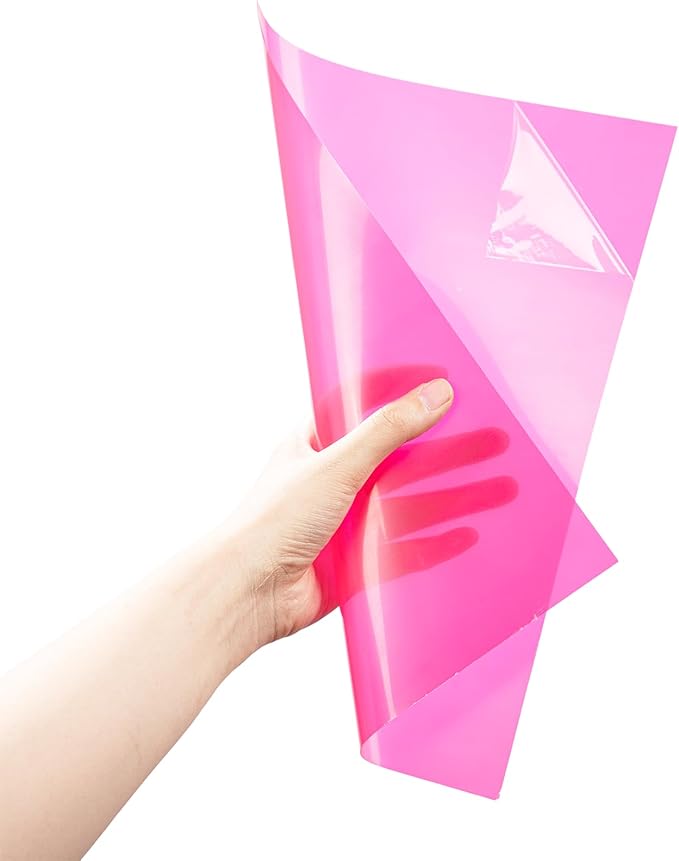 10-Pack A4 Colored PVC Flexible Plastic Sheets, 0.3mm Rose Transparent Film