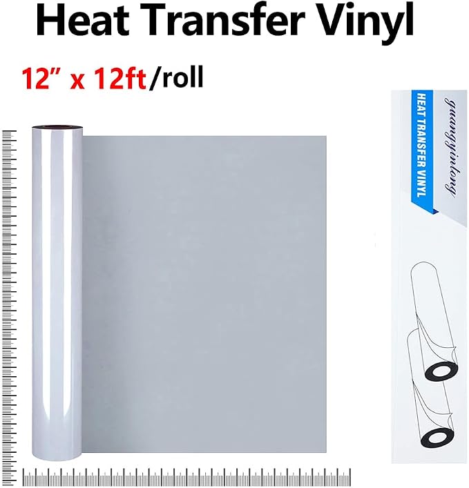 guangyintong Heat Transfer Vinyl Gray HTV Rolls, Matte Surface PU Material