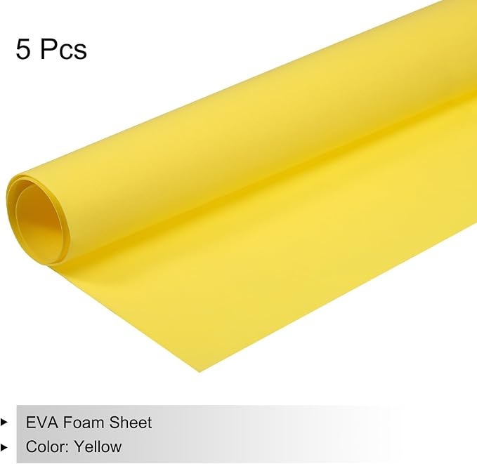 MECCANIXITY EVA Foam Sheets Lemon Yellow 19.7 Inch x 19.3 Inch 1mm Thick Crafts