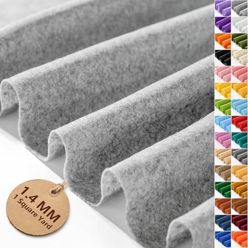 Gray Felt Fabric 36'' X 36'', 1.4mm Large Felt Sheets Soft Durable Crafts Felt