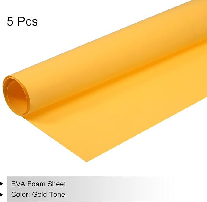 MECCANIXITY EVA Foam Sheets Golden Yellow 19.7 Inch x 19.3 Inch 1mm Thick