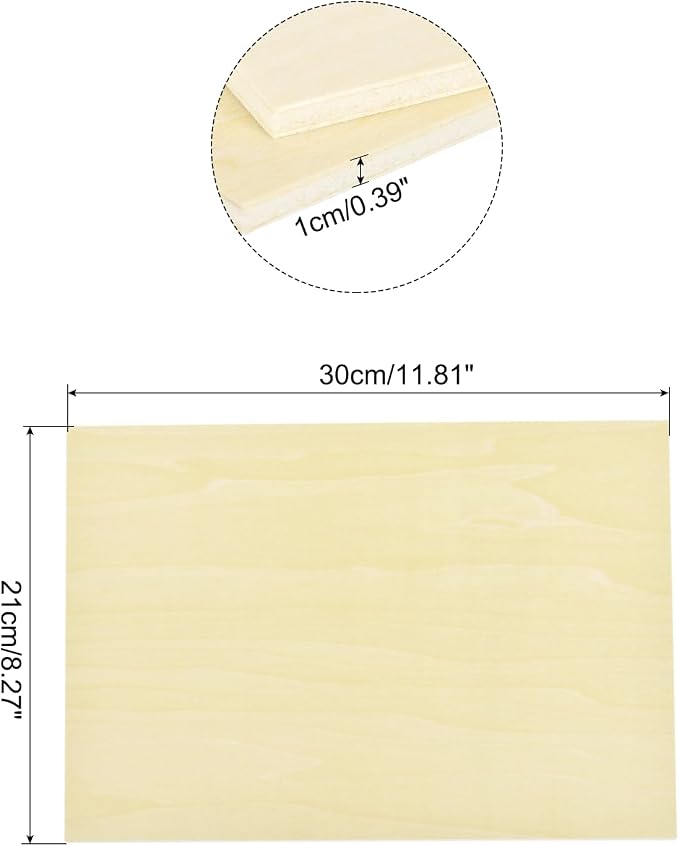 MECCANIXITY 3pcs Basswood Sheets 12 x 8 x 3/8 Inch Unfinished Wood Boards