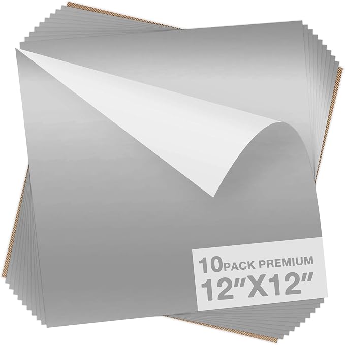 Dysania Silver Heat Transfer Vinyl, 10 Pack 12 x 12in Silver HTV Vinyl | Iron