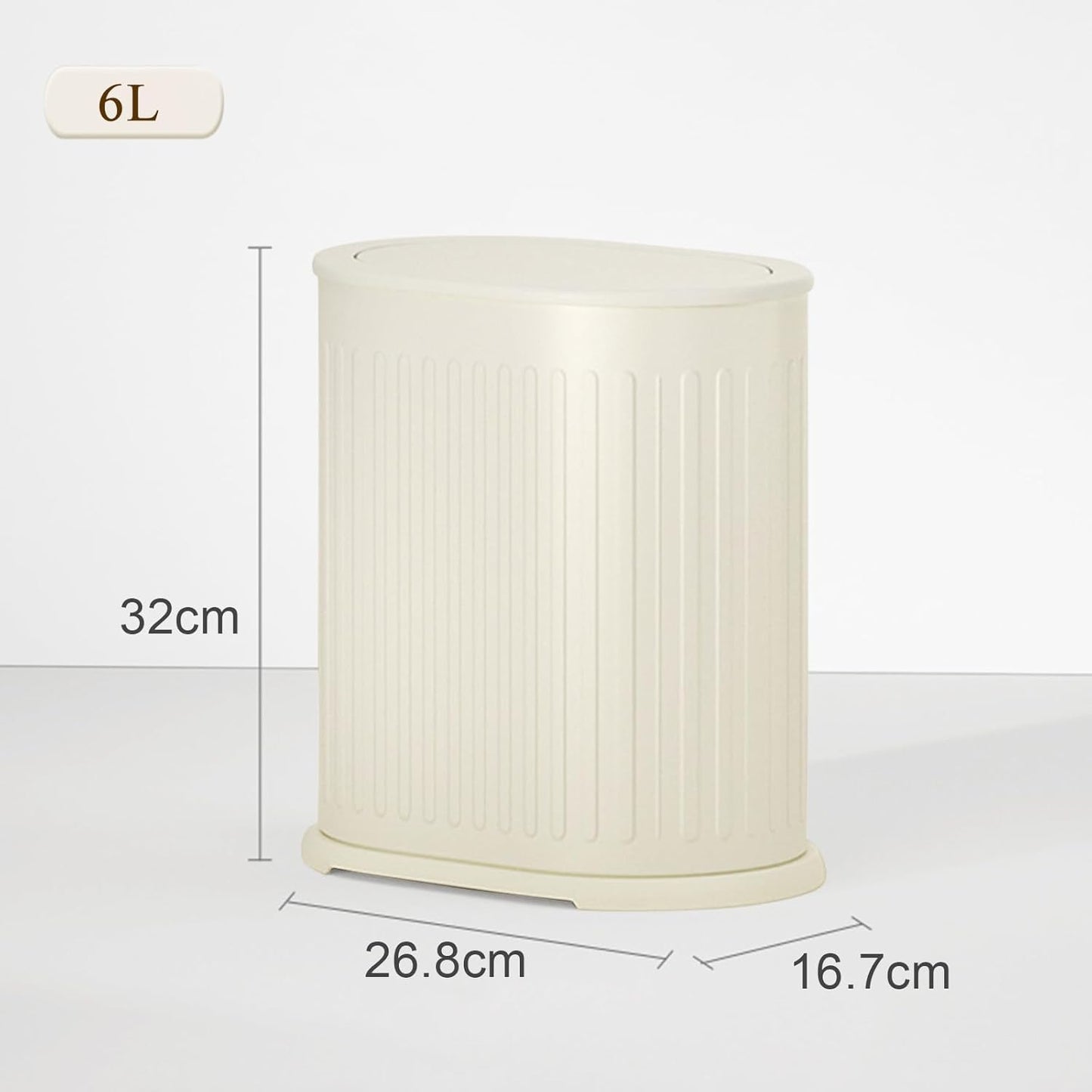 1.6 Gallon Trash Can with Lid, Small Bathroom Trash Can Wastebasket, Slim Garbage Can with Inner Bucket, Press Top Lid Garbage Container Bin for Kitchen, Home, Office, Bedroom, Living Room