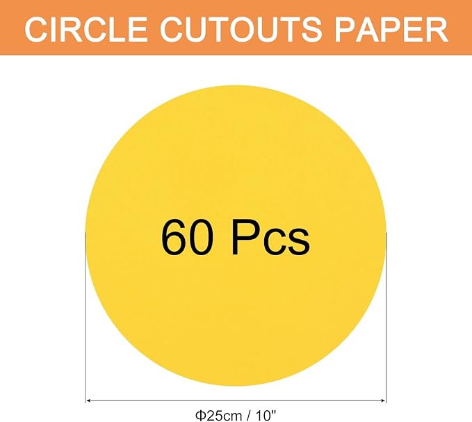 MECCANIXITY 60 PCS Golden Yellow Color Circle Cutouts Paper 10 Inch Round Card