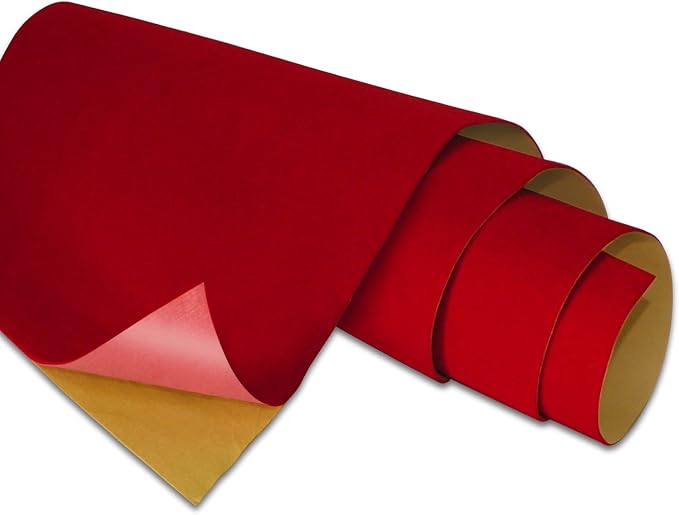 Red Self Adhesive Velvet Fabric Sticky Felt Sheets