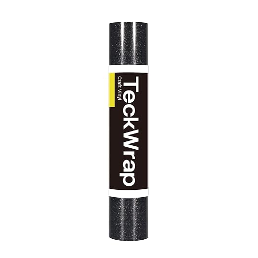 TECKWRAP Glossy Black Glitter Permanent Vinyl 12" x 5ft Roll, Shimmer Adhesive