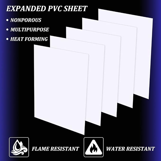 BENECREAT 5 Pcs 1mm PVC Foam Sheet White Plastic Sheet 11.8x15.7 Inch