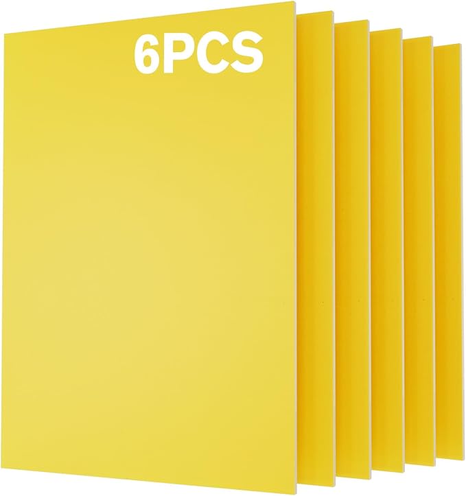 6 Pack Pre-Painted Colored Plywood Sheets, 11.7" x 8.27" x 1/8 Thin Basswood