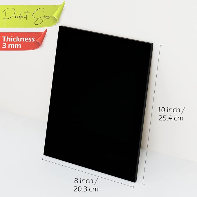 5 Pack 8x10 Inch Black Acrylic Signs Blanks, DIY 8x10 Blank Black Acrylic Sheet