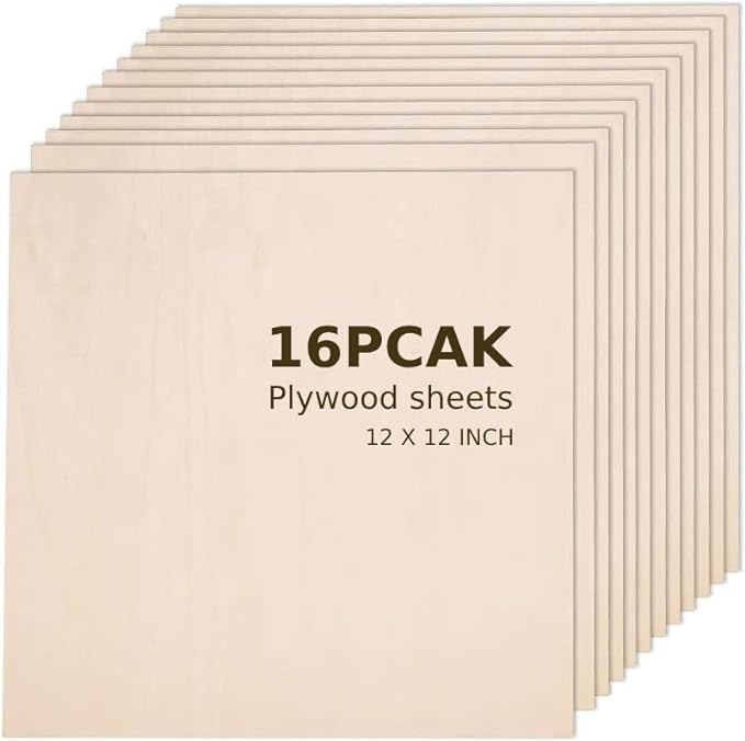 Basswood Sheets for Crafts 16Pcs 12" x 12" x 1/12 Inch- 2mm Thick Plywood Sheets