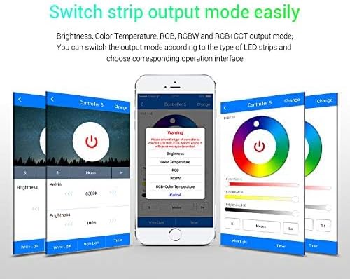 BTF-LIGHTING 5in1 WB5 2.4GHz Tuya WiFi PWM LED Controller Compatible with Alexa/Google Home/Smart Life/Tuya Smart APP Control for Dimming CCT RGB RGBW RGBCCT LED Strip Work with WR01RF WR02RF etc