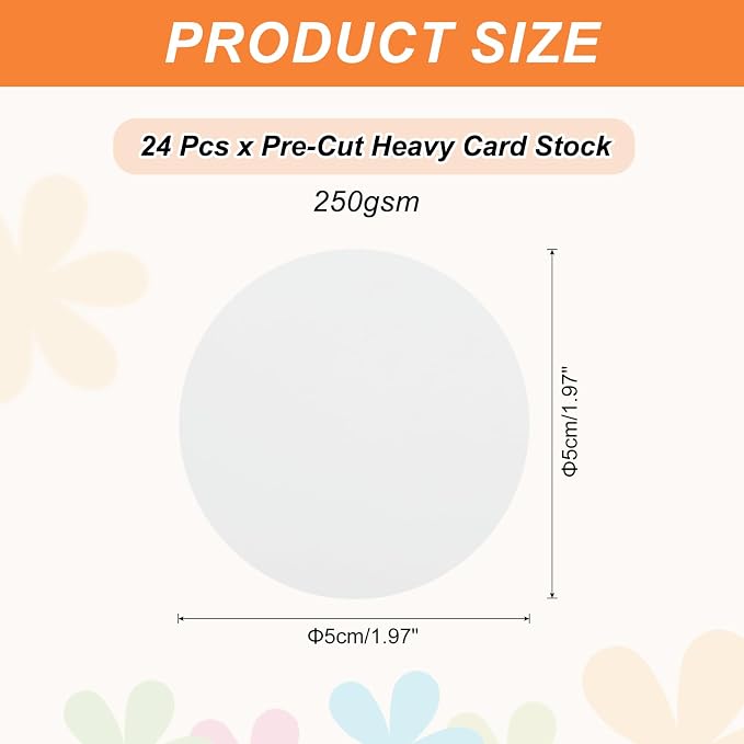 MECCANIXITY 24 Pcs Circle Card Stock, 2 Inch Round Cutouts Paper Thick