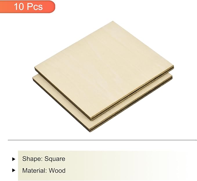 MECCANIXITY 10pcs Basswood Sheet 4 x 4 x 3/16 Inch Unfinished Wood Boards