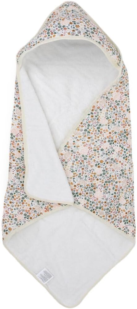 Little Unicorn Premium Infant Hooded Bath Towel| Soft & Absorbent Cotton & Terry Fabric for Newborns (Pressed Petals)