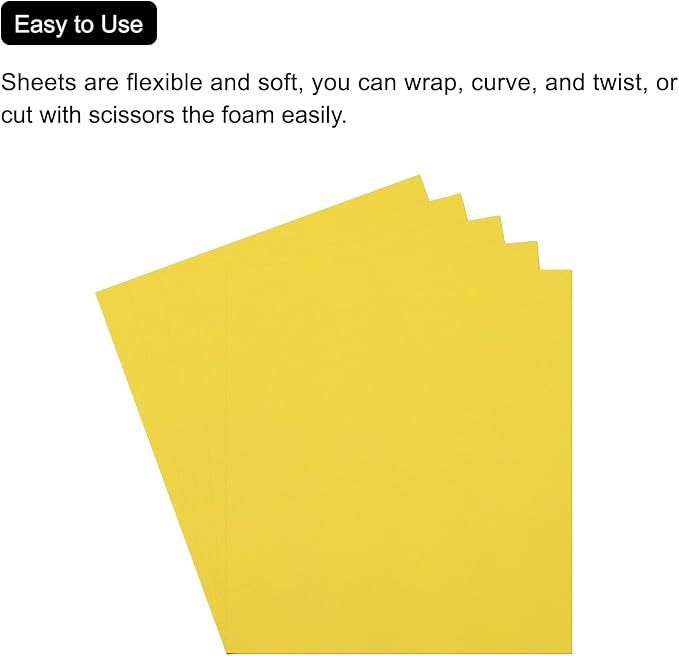 MECCANIXITY EVA Foam Sheets Yellow 19.7 Inch x 19.7 Inch 1mm Thick Crafts Foam
