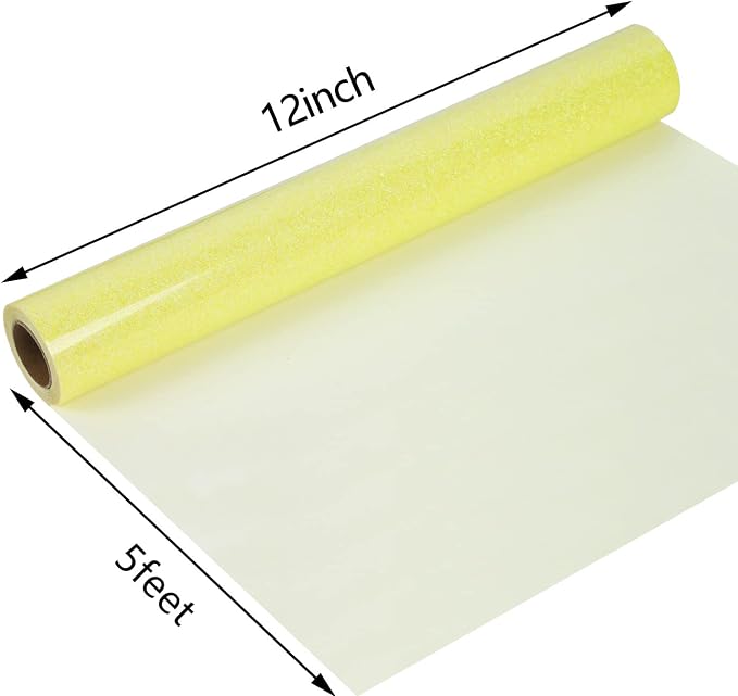 guangyintong Heat Transfer Vinyl Glow Glitter Light Yellow HTV Rolls, Glitter