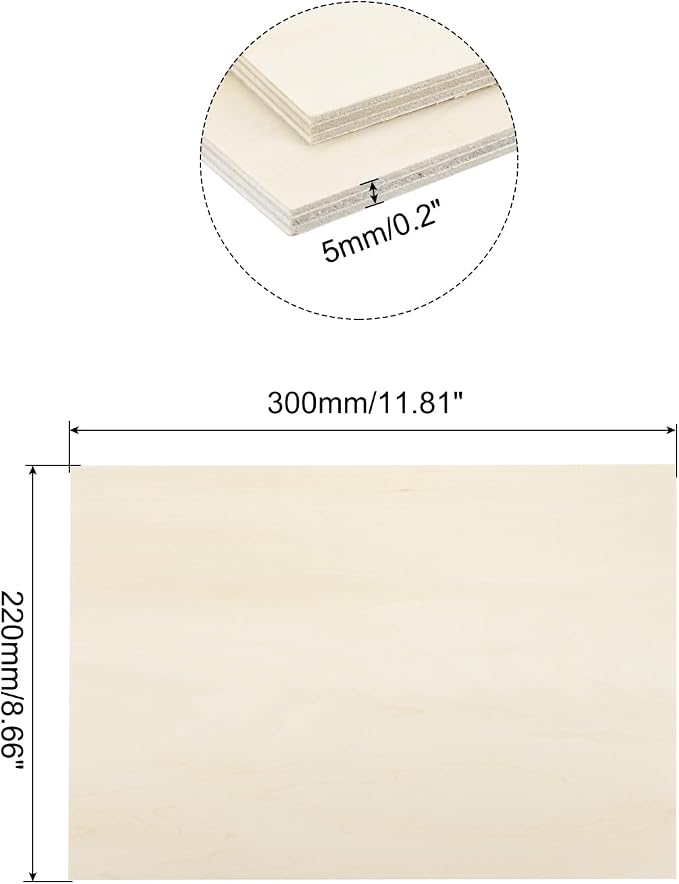 MECCANIXITY Basswood Sheet 11.8 x 8.7 x 0.2 Inch Unfinished Wood Boards Plywood