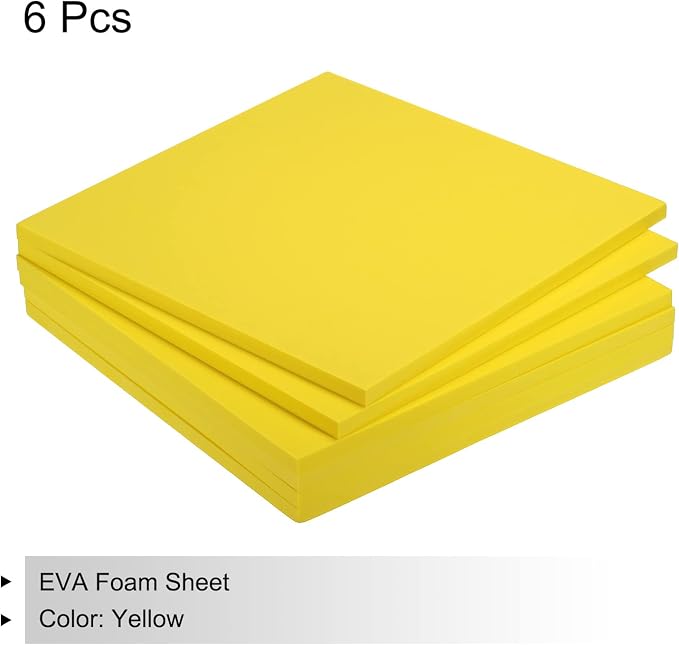 MECCANIXITY EVA Foam Sheets Yellow 9.8 Inch x 9.8 Inch 10mm Thick Crafts Foam