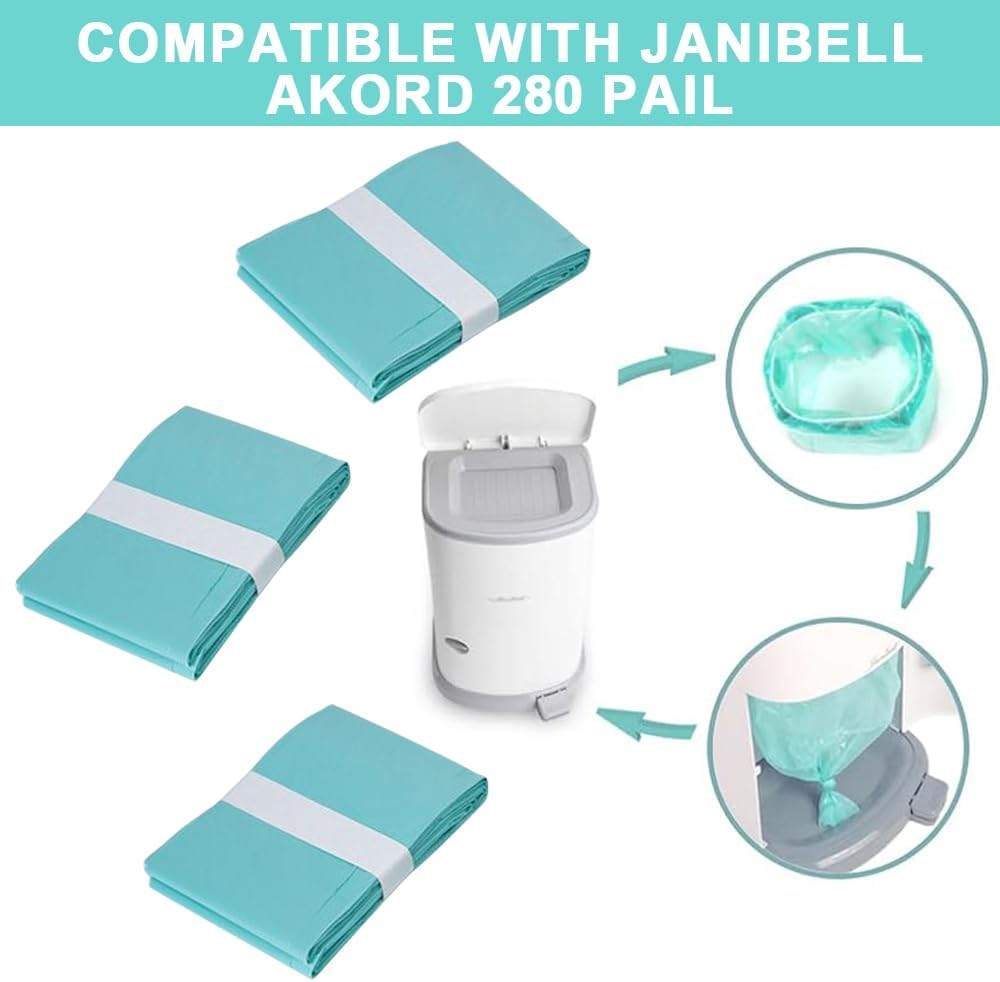 Adult Diaper Liner Refills Compatible with Janibell Akord 280 Slim Model Adult Diaper System, A Single Liner Pack Will Last for Over 500 Briefs Using Green,Pack of 6