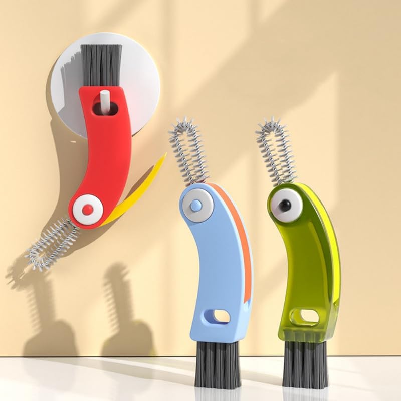 4 in 1 Cup Lid Cleaning Brush Set - Multifunctional Bottle & Gap Cleaner (Red, Green, Blue)