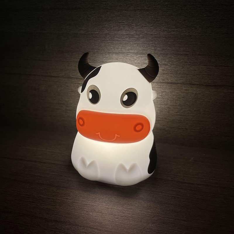 Cute Kids Night Light Night Lamp Night Lights for Kids Bedroom Toddler Baby Portable Silicone Battery Led Nightlight Nursery(Pink Cow)
