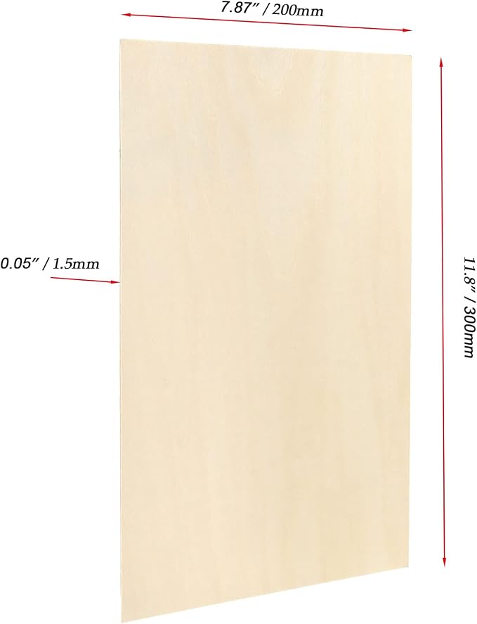 JOIKIT 24 PCS 12 x 8 x 1/16 Inch Basswood Sheets, 1.5mm Thick Unfinished