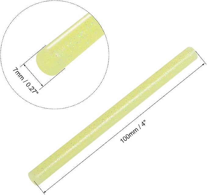 uxcell Mini Hot Glue Sticks for Glue Gun 0.27-inch x 4-inch Yellow Glitter 10pcs