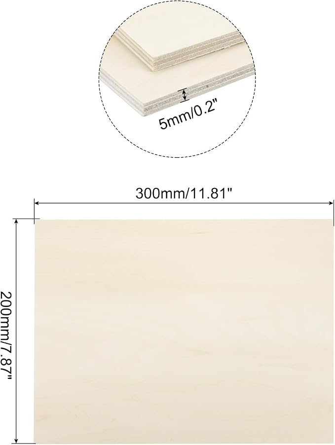 MECCANIXITY 3pcs Basswood Sheets 7.9 x 12 x 3/16 Inch Unfinished Wood Boards