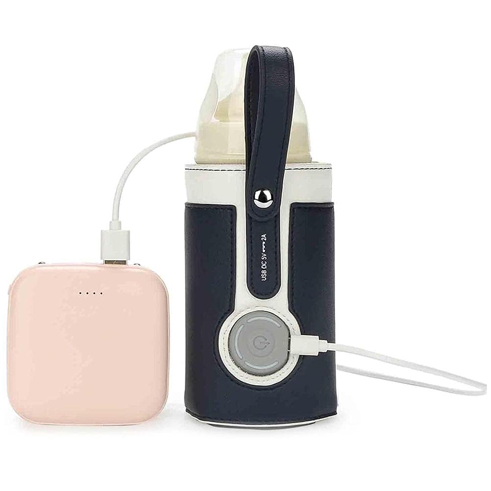 GOTOTOP Bottle Warmer Bag Portable Baby Bottle Warmer Leather Three Gears Adjustable Heated Bottle Bag Car Portable Thermostat Heating Cup Cover (c)