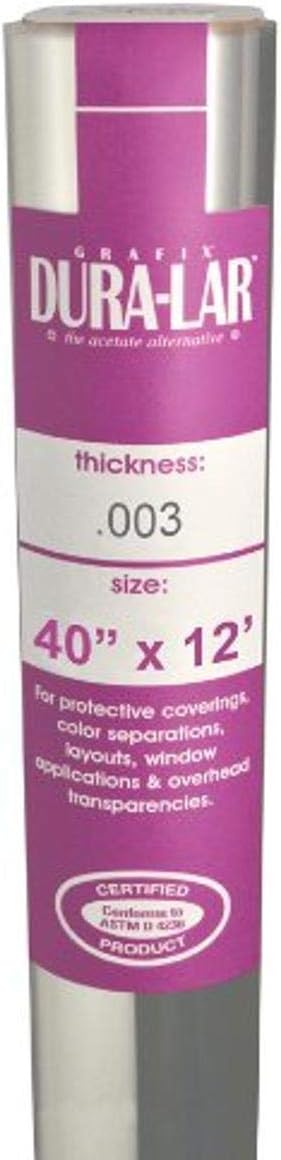 Grafix Dura-Lar 0.003" Film, Ultra Clear, Glossy 40" x12', Mylar/Acetate