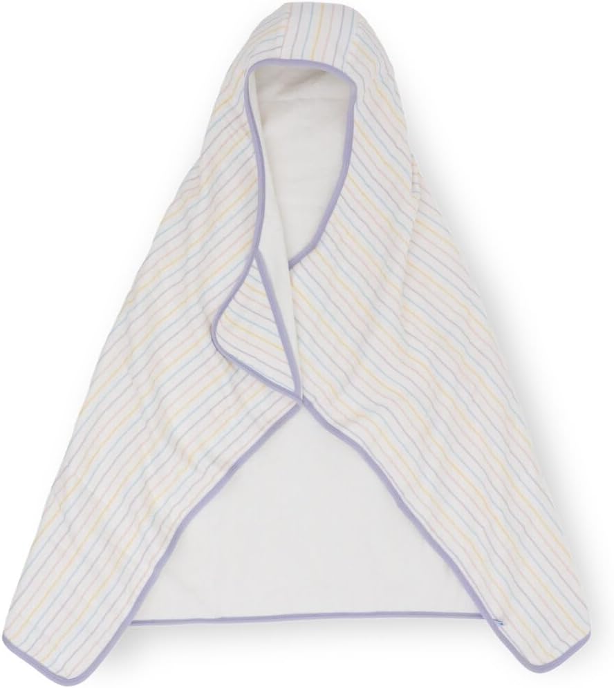 Little Unicorn Premium Hooded Bath Towel| Absorbent Cotton & Terry Blend | Larger Size, 1-6 Years (Unicorn Stripe)