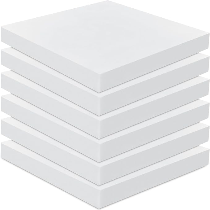 Frienda 6 Pack 2" X 26" X 26" Upholstery High Density Foam Cushion White