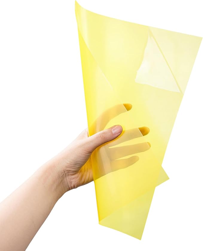 10-Pack A4 Colored PVC Flexible Plastic Sheets, 0.3mm Yellow Transparent Film