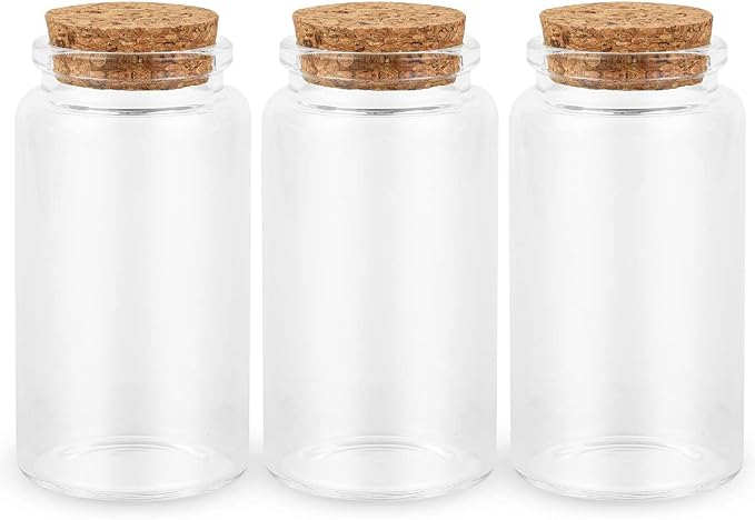 3PC100ML Empty Glass Jars with Cork Stoppers