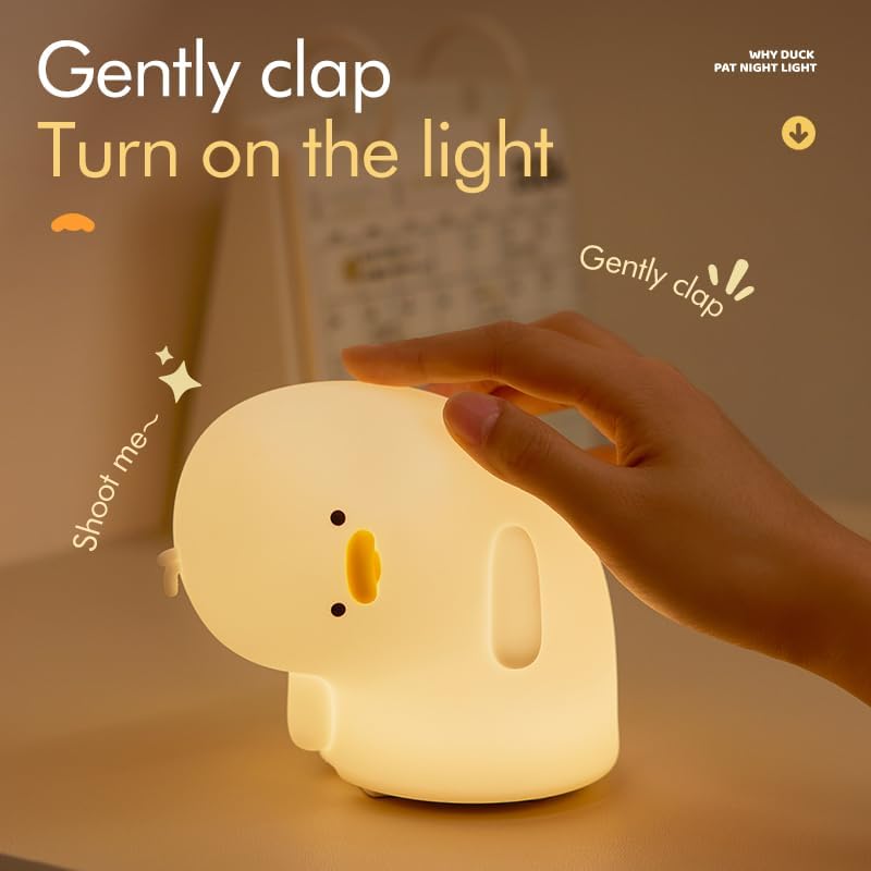 LED Crooked Necked Duck Night Light, 3 Level Dimmable Nursery Decor, Cute Lamp Silicone Squishy Light, Rechargeable Bedside Touch Lamp for Breastfeeding Toddler Baby Kids Decor
