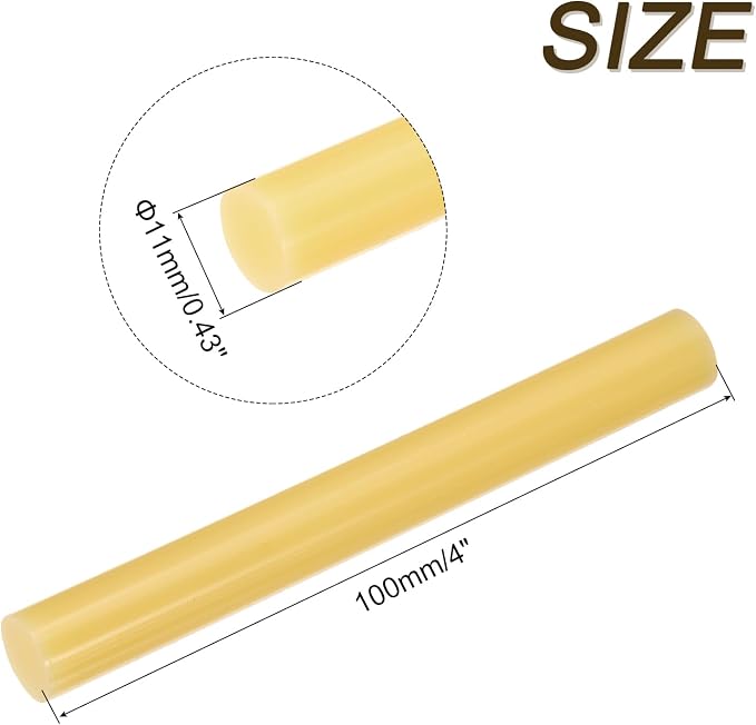 uxcell Mini Hot Glue Sticks for Glue Gun 11mm x 100mm Light Yellow 12pcs