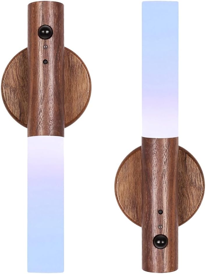LANDGOO Rechargeable Wooden Night Light for Nursery, Motion-Activated RGB LED Baby Light for Breastfeeding, Toddler Kids Bedroom Décor