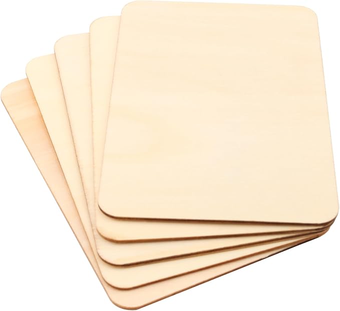 ZOENHOU 100 PCS 6 x4 Inch Unfinished Basswood Blanks, Rectangle Wood Pieces