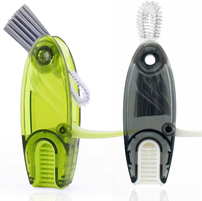 4 in 1 Cup Lid Cleaning Brush Set Multifunctional Bottle Brush Cleaner Tiny Bottle Cup Lid Brush Straw Cleaner Tools Mini Silicone Bottle Cup-Holder Cleaner with Hook Remover Green+Grey
