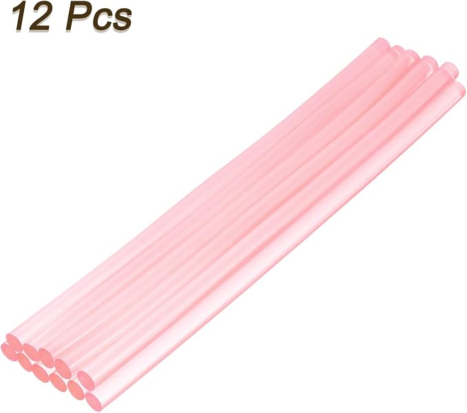 uxcell Mini Hot Glue Sticks for Glue Gun 7mm x 200mm Transparent Pink 12pcs