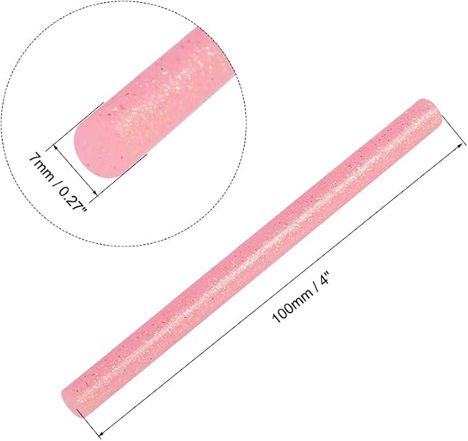 uxcell Mini Hot Glue Sticks for Glue Gun 0.27-inch x 4-inch Pink Glitter 10pcs