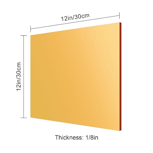 Gold Mirror Acrylic Sheets – 2 Pack, 12x12 Inches, 1/8 Inch Thick, Reflective