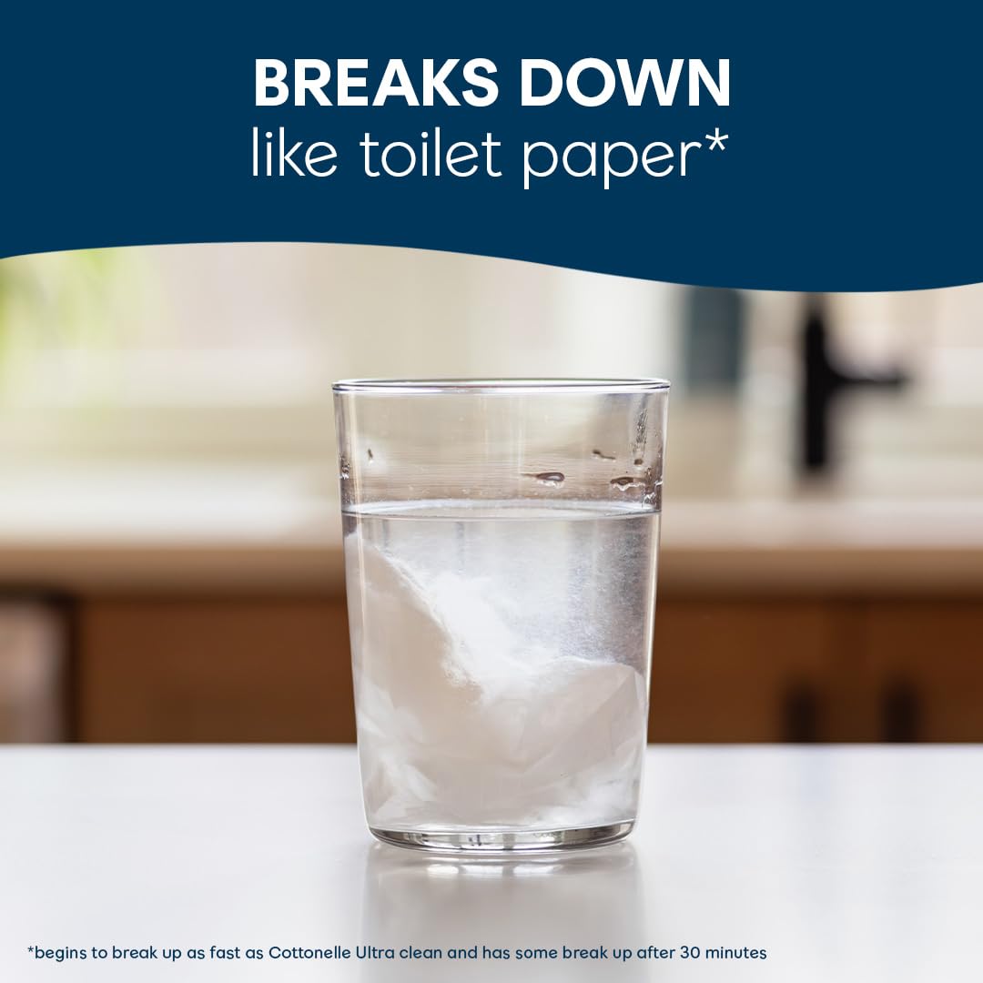 Cottonelle XL Flushable Wet Wipes, Adult Wipes Large, 8 Flip-Top Packs, 45 Wipes Per Pack (360 Total Wipes), Packaging May Vary