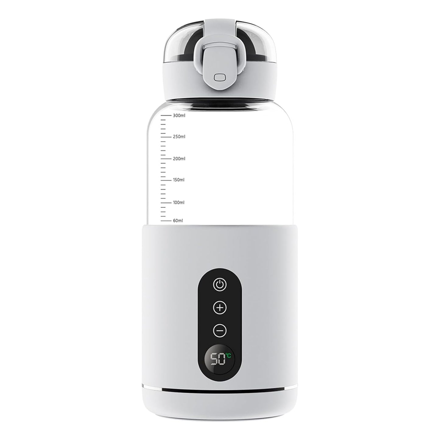Portable Bottle Warmer, 300 ml Rechargeable Bottle Warmer,Travel Bottle Warmer,LED Display Baby Flask for Vehicle car Airplane (White)