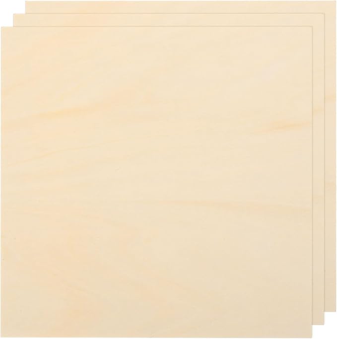 MECCANIXITY 3pcs Basswood Sheets 12 x 12 x 5/64 Inch Unfinished Wood Boards