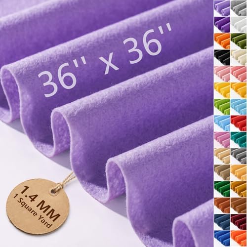 Lavender Felt Fabric 36'' X 36'', 1.4mm Large Felt Sheets Soft Durable Crafts