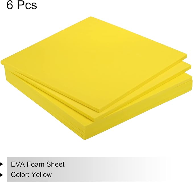 MECCANIXITY EVA Foam Sheets Yellow 9.8 Inch x 9.8 Inch 7mm Thick Crafts Foam
