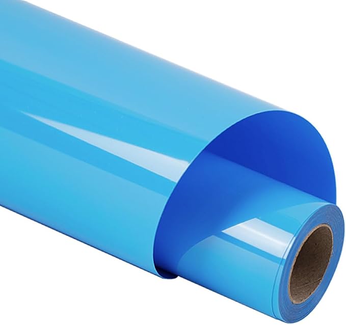 guangyintong Sky Blue Heat Transfer Vinyl HTV Rolls, Glossy Surface HTV Vinyl